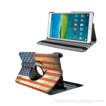 USA Flag Pattern 360° Rotation Leather Case with Holder and Sleep/Wake-up Function for Samsung